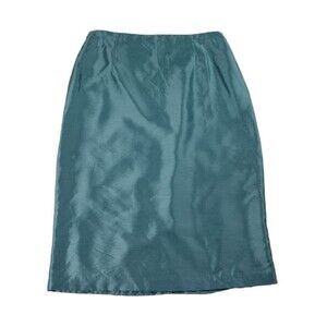 MSK Womens Size 6 Pencil Skirt Teal Midi Back Zip High Waist Split Vintage